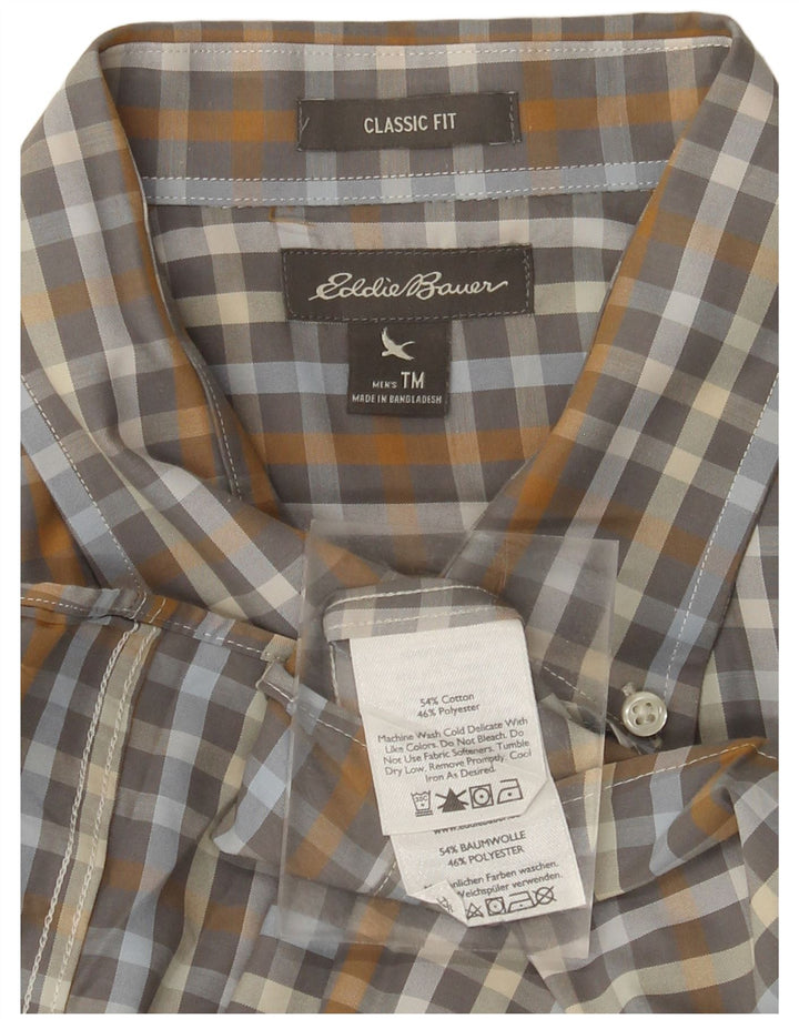 Cămașă pentru bărbați EDDIE BAUER Classic Fit, bumbac cu carouri, gri mediu