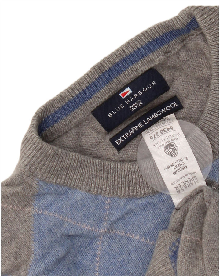Pulover pentru bărbați Marks & Spencer cu decolteu rotund, UK 38/40, gri mediu