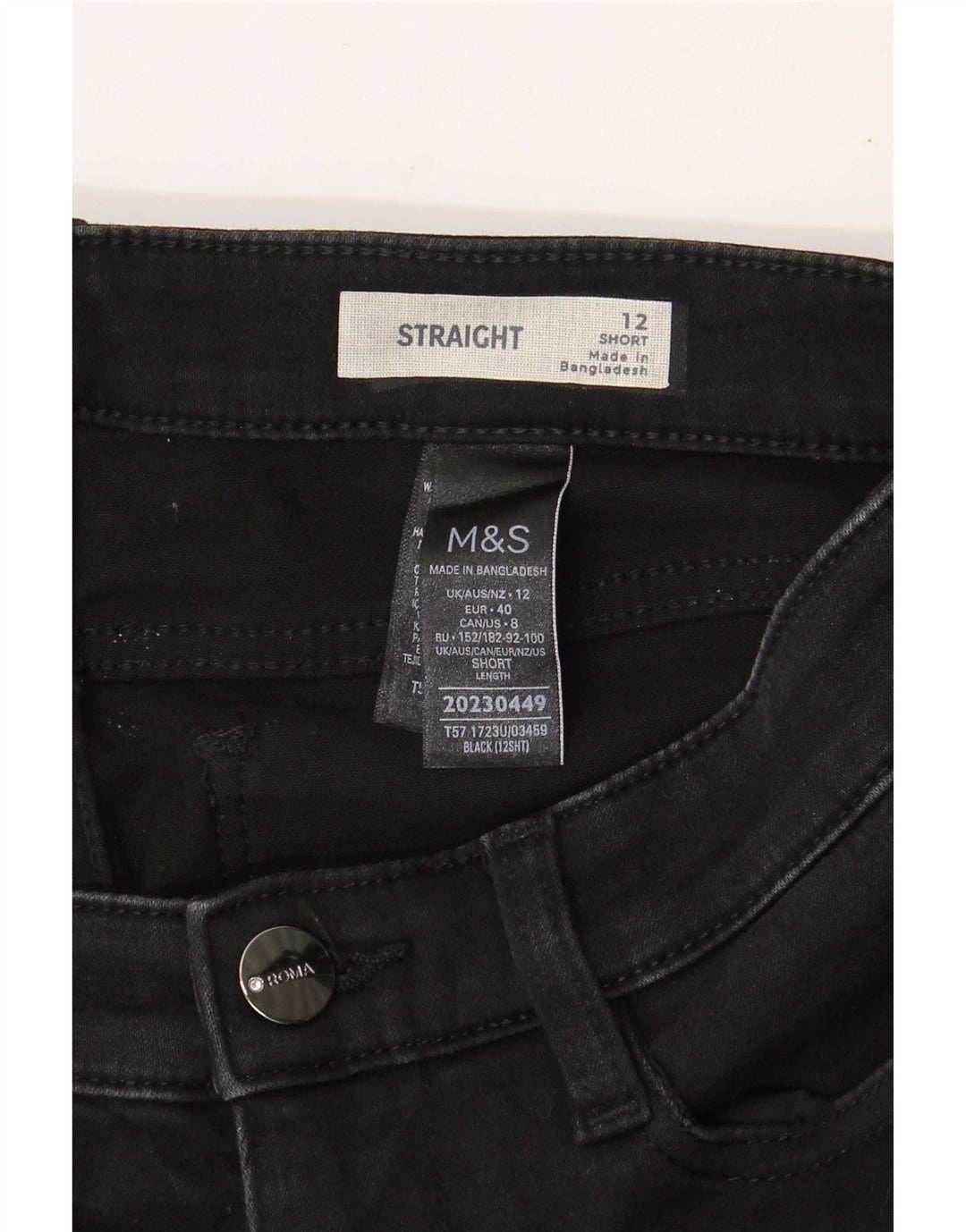 Marks & Spencer Blugi drepți scurti pentru femei UK 12 Medium W28 L29 Negri