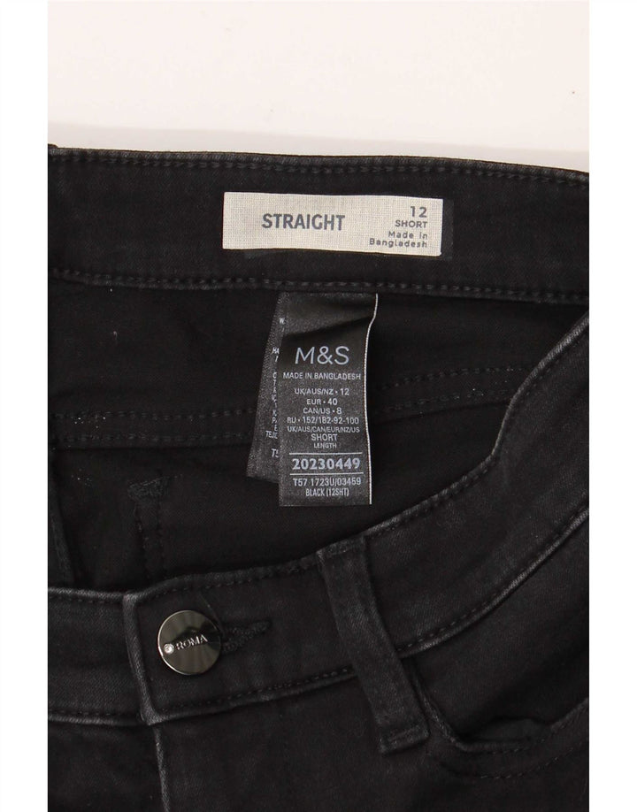 Marks & Spencer Blugi drepți scurti pentru femei UK 12 Medium W28 L29 Negri