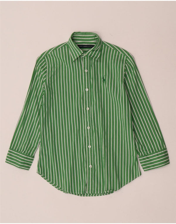 RALPH LAUREN Womens 3/4 Sleeve Oversized Shirt US 2 XS Green Striped