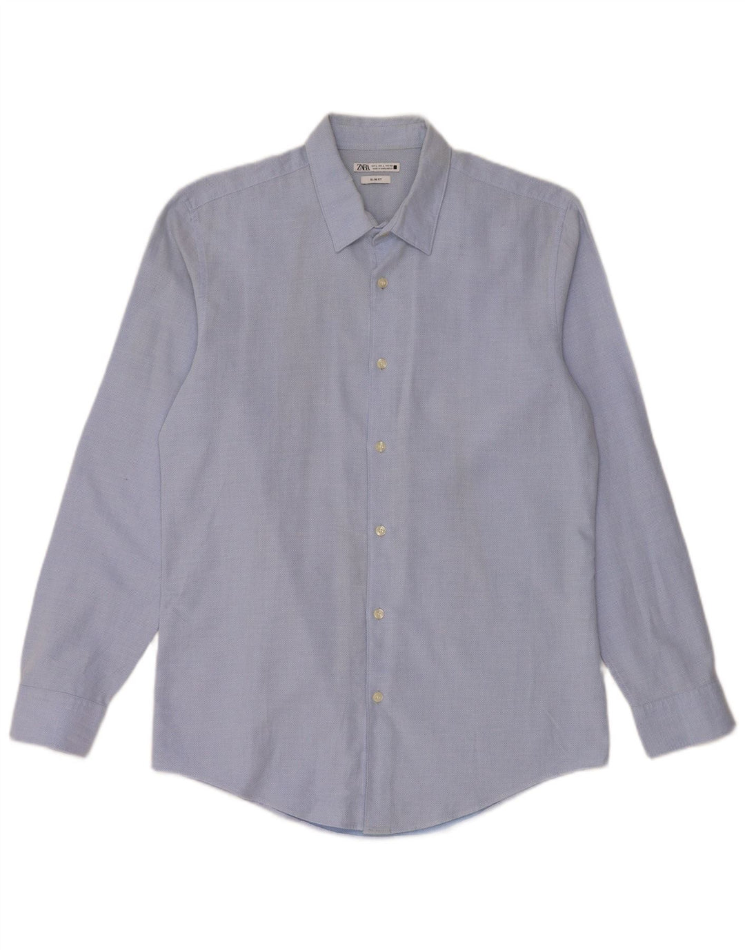 Cămașă pentru bărbați ZARA Slim Fit, mare, albastru, bumbac