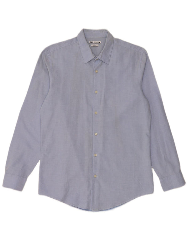 Cămașă pentru bărbați ZARA Slim Fit, mare, albastru, bumbac