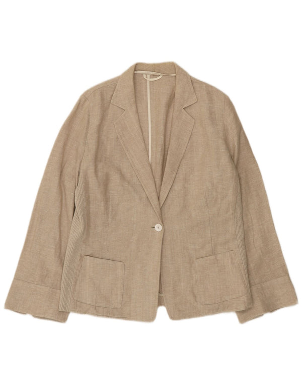 Paolo Tonali Jachetă Blazer Femei 1 Buton UK 12 Medium Bej In