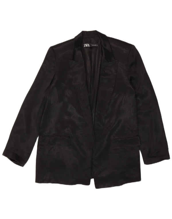 Jachetă Blazer deschisă pentru femei Zara UK 14 Medium Black Viscose