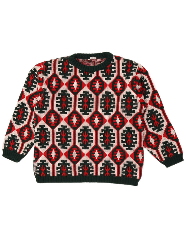Pulover vintage pentru femei cu decolteu rotund IT 48 XL multicolor geometric