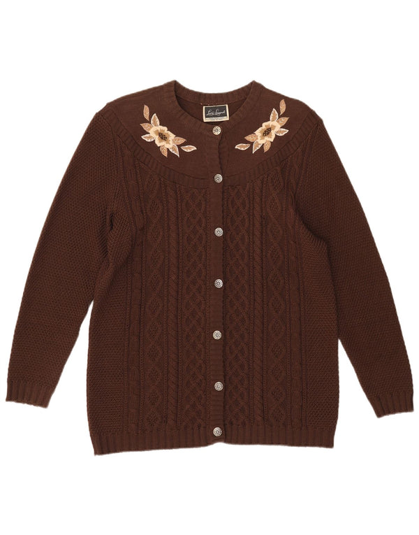 Pulover cardigan pentru femei Luisa Spagnoli UK 12 Maro mediu Lână florală