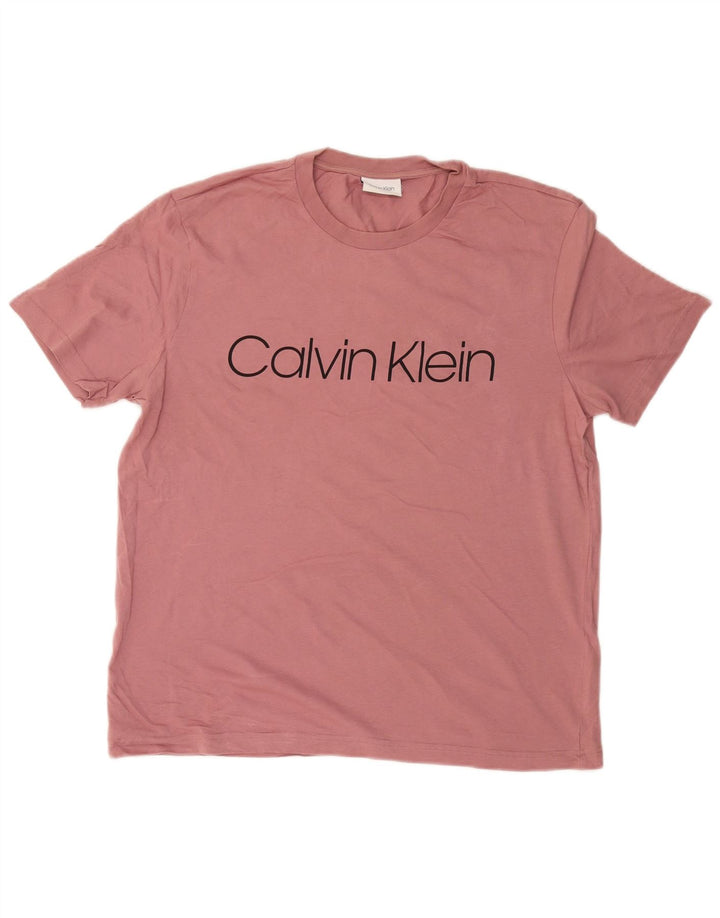 CALVIN KLEIN Tricou cu grafic pentru femei Top UK 18 XL Bumbac roz