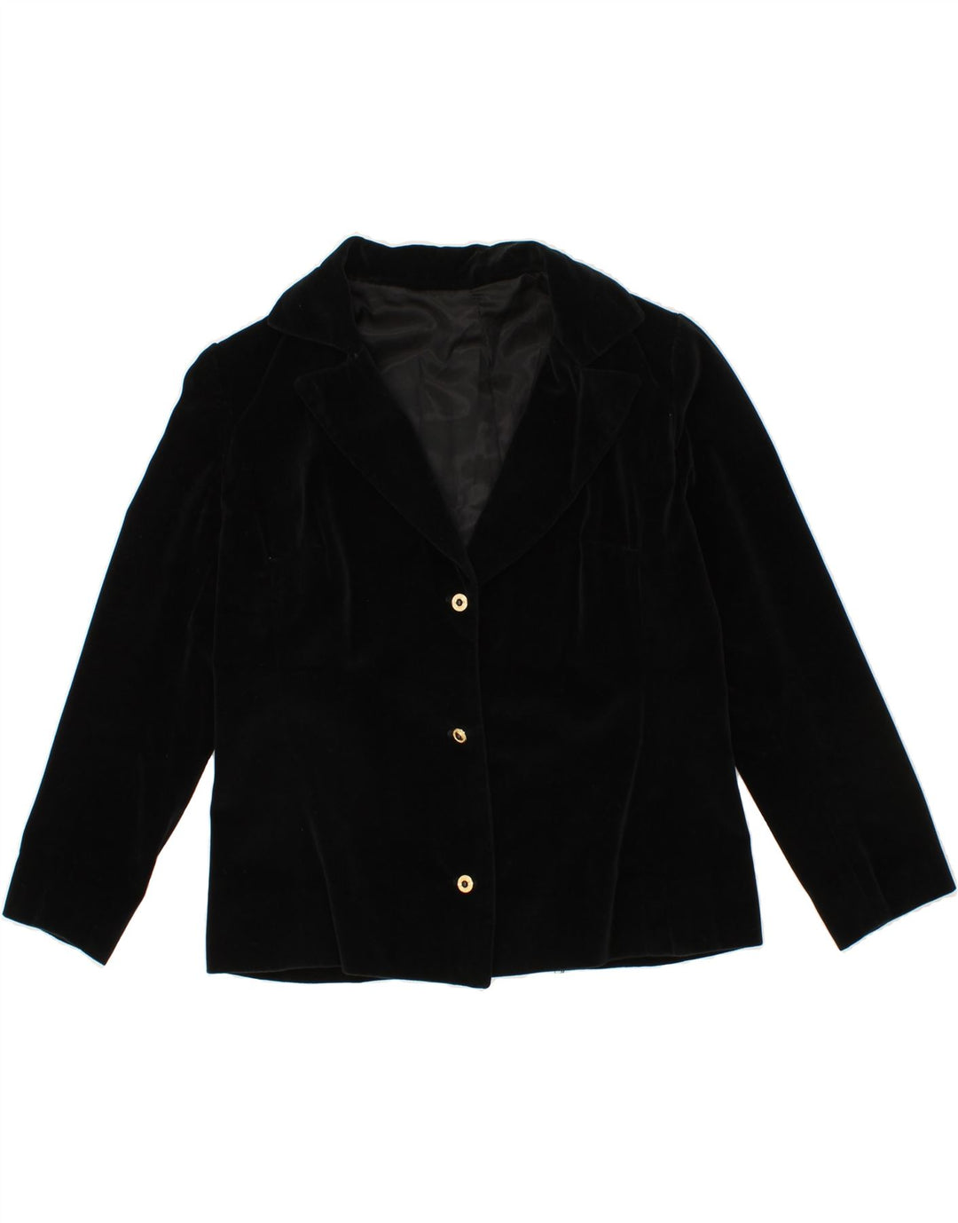 VINTAGE Womens 3 Button Blazer Jacket UK 14 Medium Black Vintage Vintage and Second-Hand Vintage from Messina Hembry 