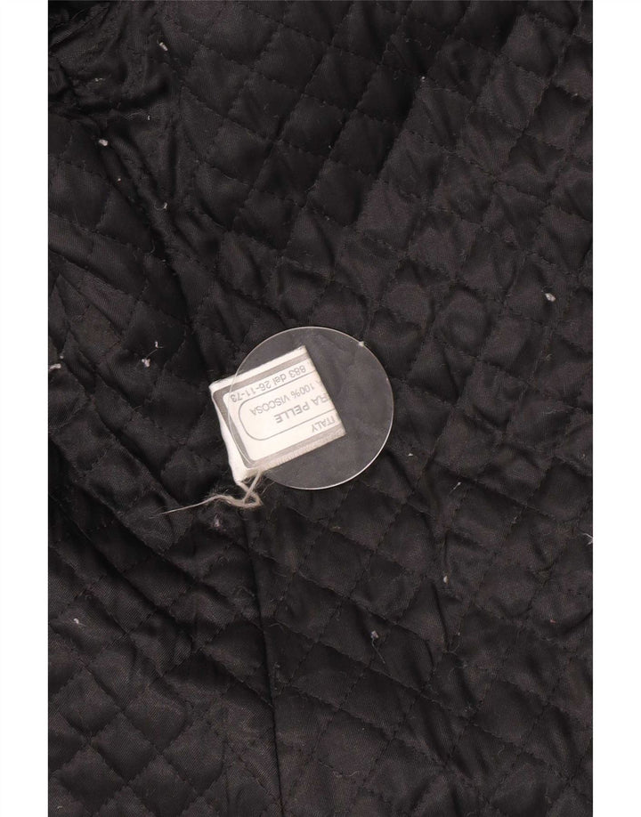 Palton din piele vintage pentru femei UK 12 Piele neagră medie