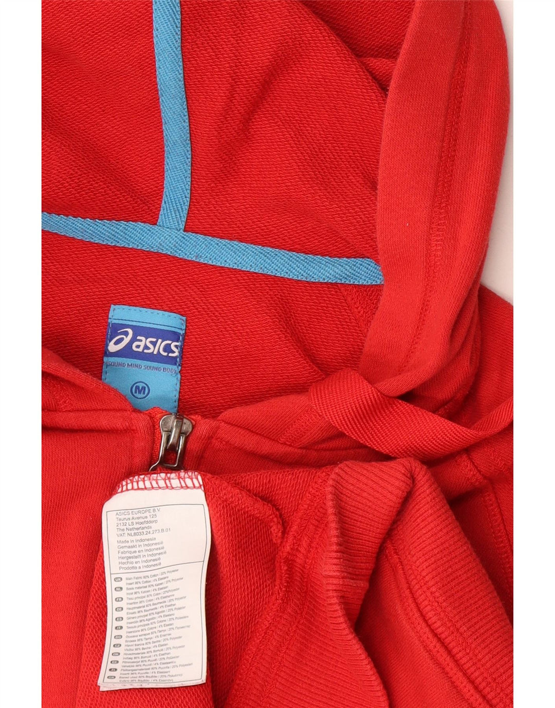 Pulover Asics pentru bărbați, cu fermoar, bumbac roșu mediu