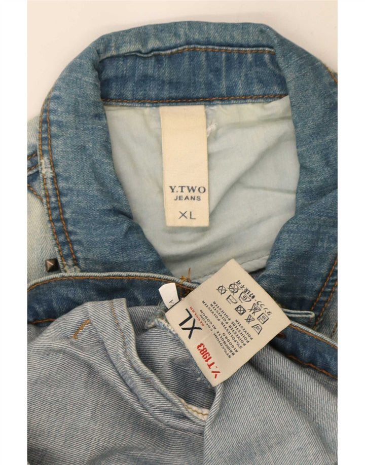 Jachetă vintage pentru bărbați din denim învechit UK 42 XL, bumbac albastru