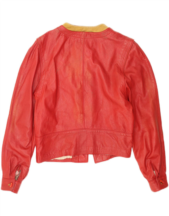 Jachetă din piele crop pentru femei Marcos IT 44 Medium Red Colourblock Piele