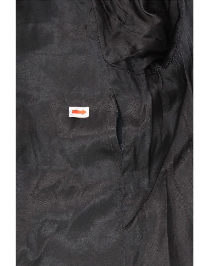 VINTAGE Palton din piele dublu pentru femei UK 14 Medium Black