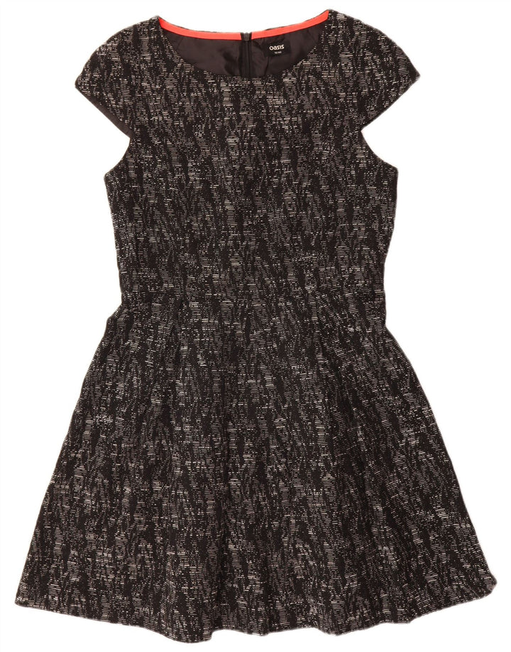Rochie A-Line Oasis pentru femei UK 14 Medium Black Flecked Viscose
