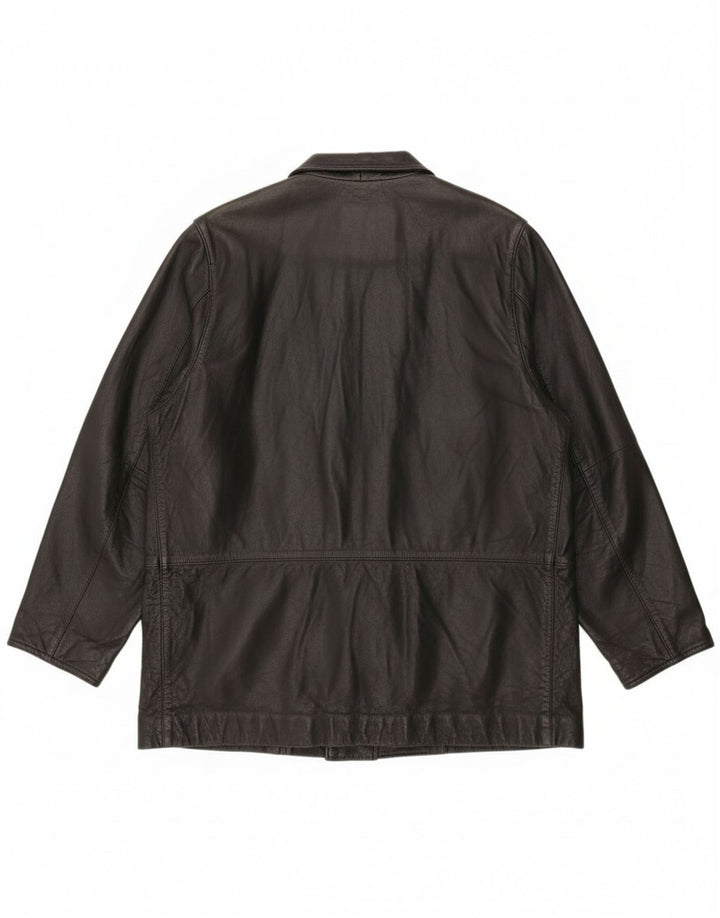 Jachetă de piele vintage pentru femei, cu tăiere largi, EU 46 XL, piele neagră