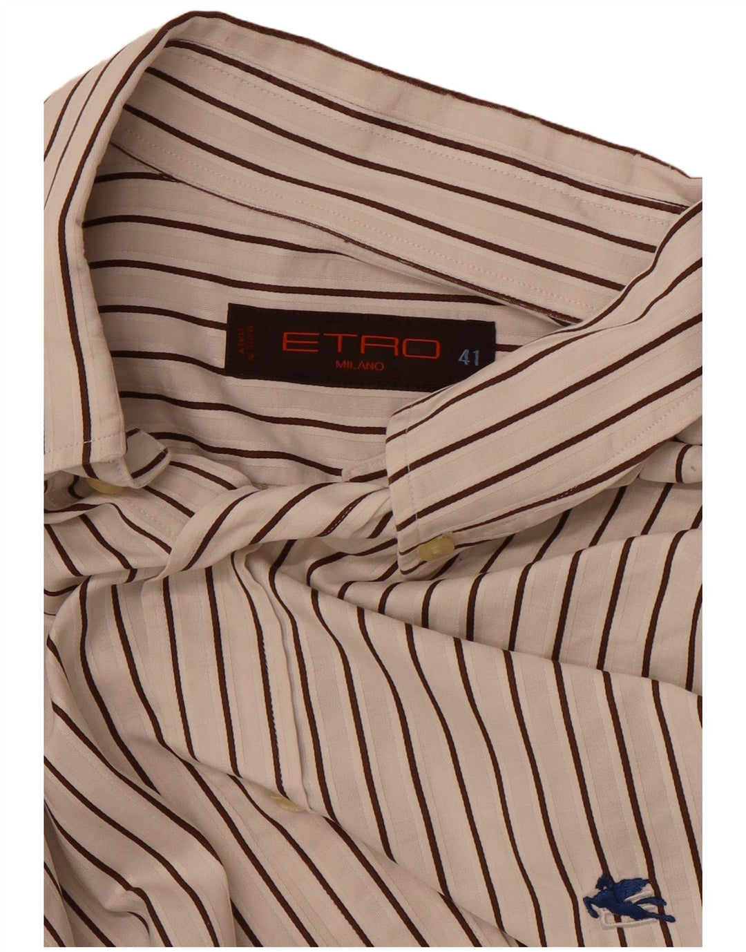 ETRO Mens Shirt Size 41 Large White Striped