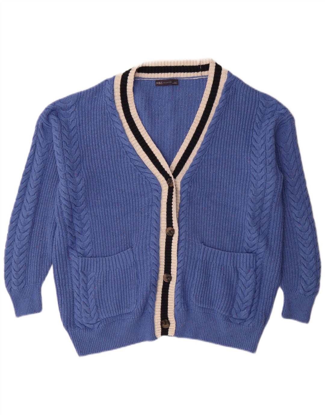 Pulover cardigan supradimensionat pentru femei Marks & Spencer UK 16, mare, albastru, bumbac