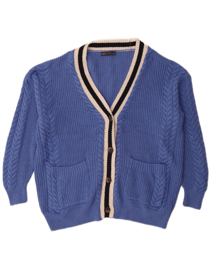 Pulover cardigan supradimensionat pentru femei Marks & Spencer UK 16, mare, albastru, bumbac