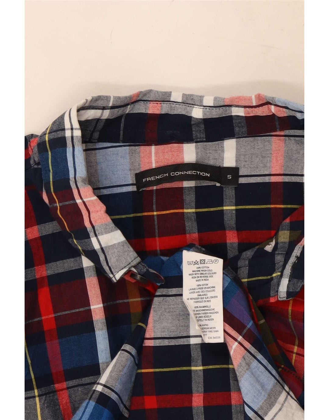 French Connection Cămașă bărbați Bumbac în carouri multicolore mică
