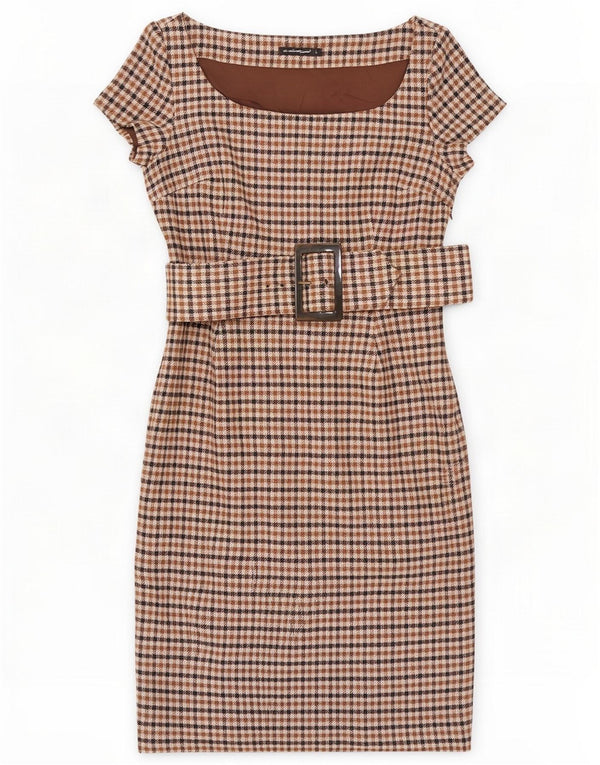 Calliope Rochie pentru femei UK 14 Lână mare bej Houndstooth