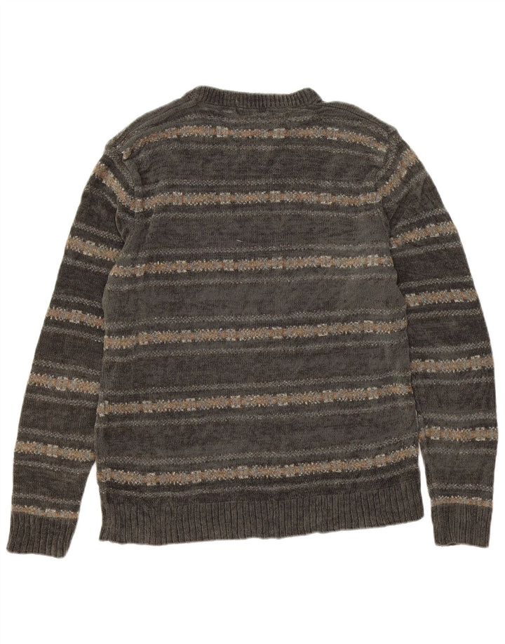 Pulover Dockers pentru bărbați cu gât roșu, gri mediu, acrilic Fair Isle