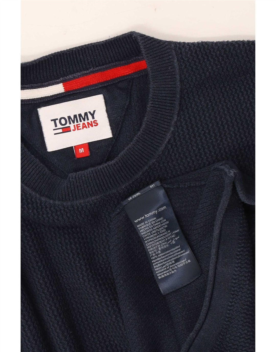 Pulover Tommy Hilfiger pentru bărbați, cu gât crew, bumbac mediu albastru bleumarin