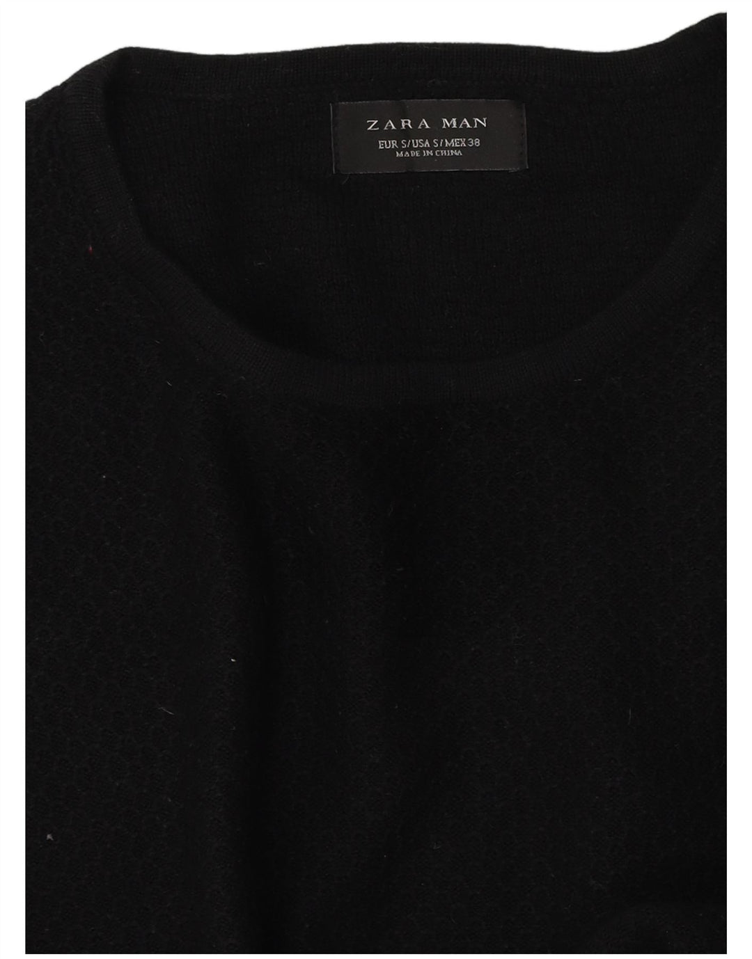 Pulover pentru bărbați Zara, cu gât crew, mic, negru