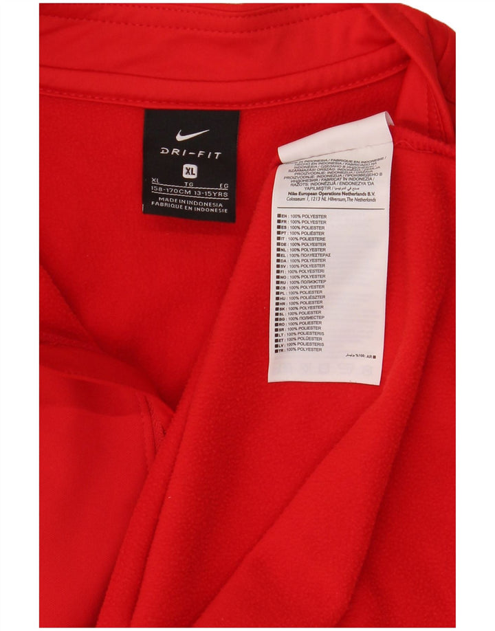 Nike Băieți Dri Fit Zip Neck Pullover Trening Top 13-14 Ani XL Roșu
