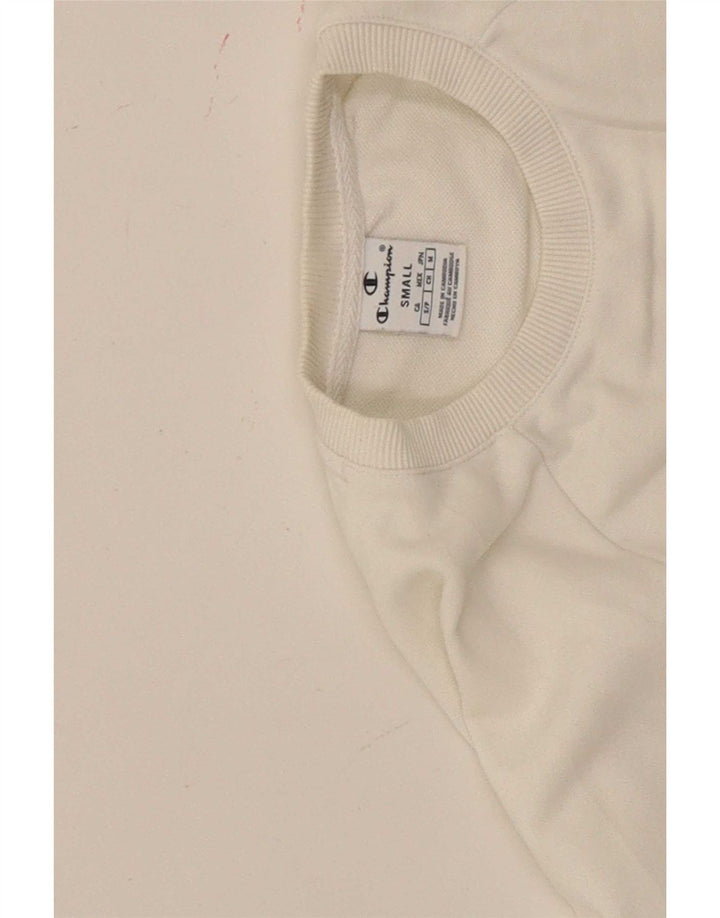 Top Crop grafic supradimensionat pentru femei Champion cu mânecă lungă UK 10 Small White