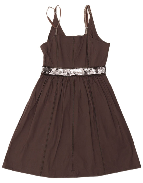 Calvin Klein Jeans Womens Sleeveless A-Line Dress UK 12 Medium Grey Cotton