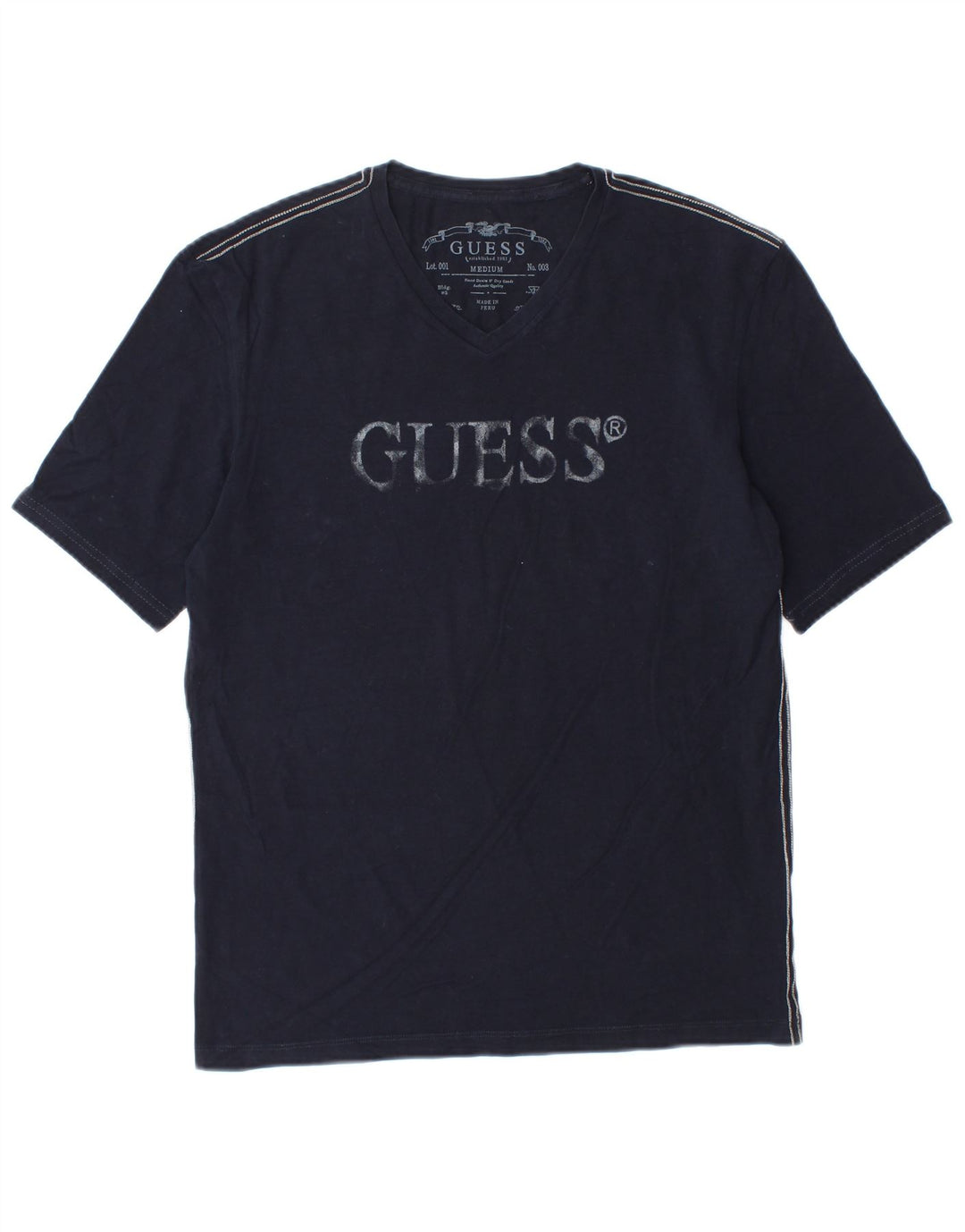 Tricou grafic Guess pentru bărbați Top mediu din bumbac bleumarin