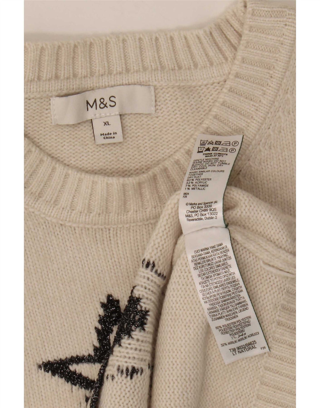 Pulover pentru femei Marks & Spencer, cu model abstract, cu decolteu rotund, UK 18 XL B
