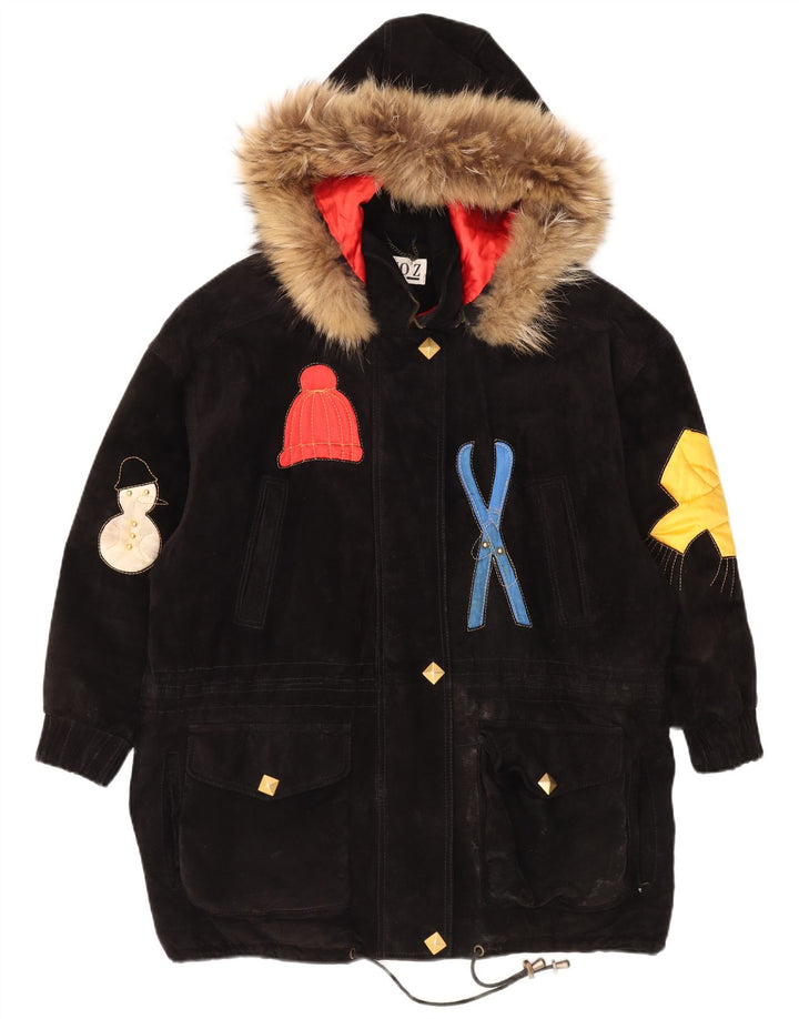 DINO' Z Jachetă de vânt cu glugă supradimensionată pentru femei UK 14 Medium Black