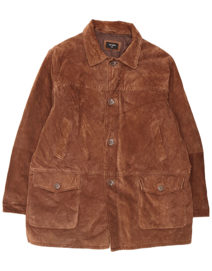 Jachetă vintage bărbătească din piele intoarsa Mărimea 60 3XL din piele maro