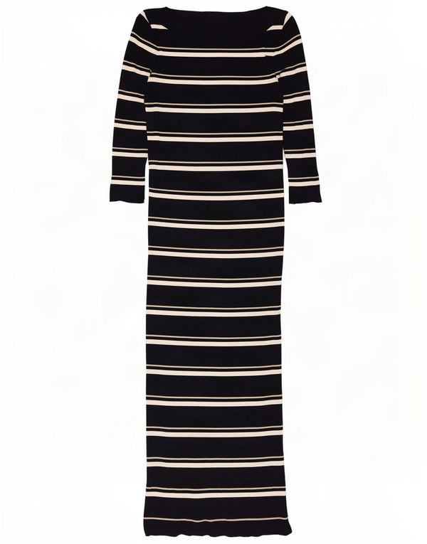 Massimo Dutti Rochie Jumper Maxi pentru Femei cu mâneci 3/4 Marea Britanie 8 Mici Neagră în dungi