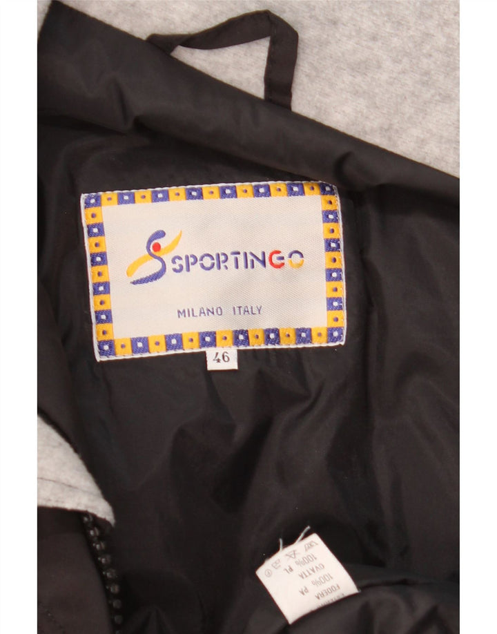 Jachetă de schi Sporting pentru bărbați, cu glugă, cu formă lejeră, IT 46 Small, alb, bloc de culoare