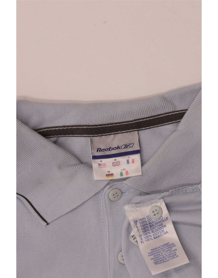 Treu polo Reebok pentru bărbați, bumbac albastru mediu