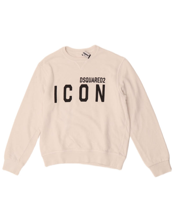 Dsquared2 Girls Graphic Sweatshirt Jumper 11-12 Years White Cotton