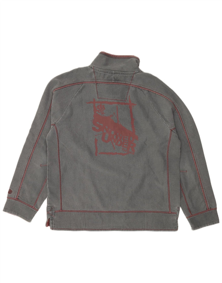 Fat Face pentru bărbați, cu grafică, cu gât, pulover, bumbac, gri mediu