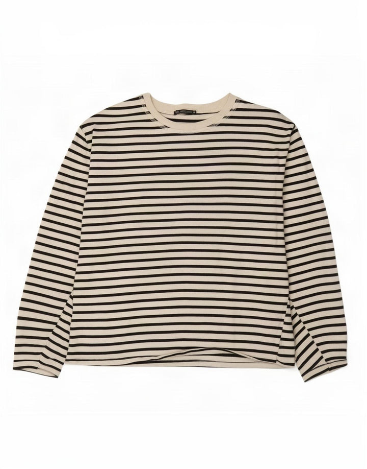 Top femeie Zara cu mânecă lungă UK 18 XL cu dungi albe