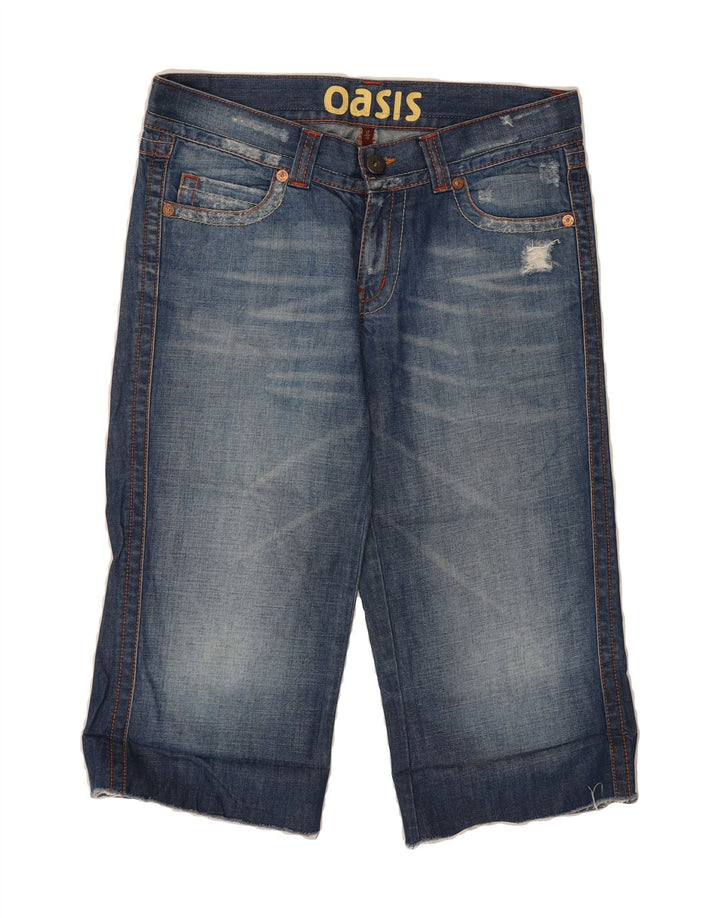 OASIS Womens Distressed Denim Bermuda Shorts US 12 Large W34  Blue Cotton Vintage Oasis and Second-Hand Oasis from Messina Hembry 