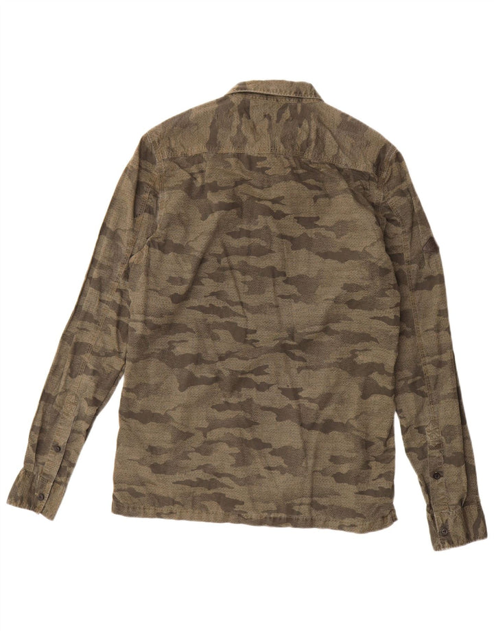 Cămașă militară pentru bărbați Superdry, bumbac de camuflaj kaki mediu