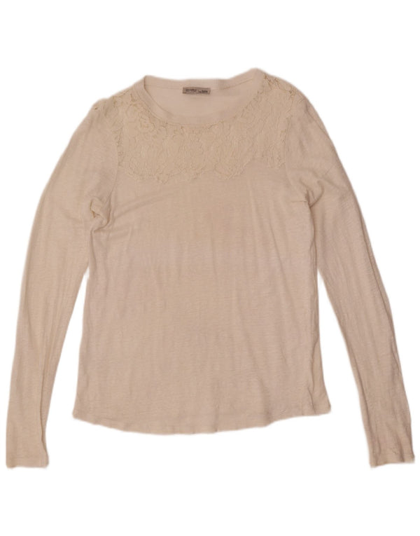 Top pentru femei Zara cu mânecă lungă UK 12 Medium Alb închis Floral
