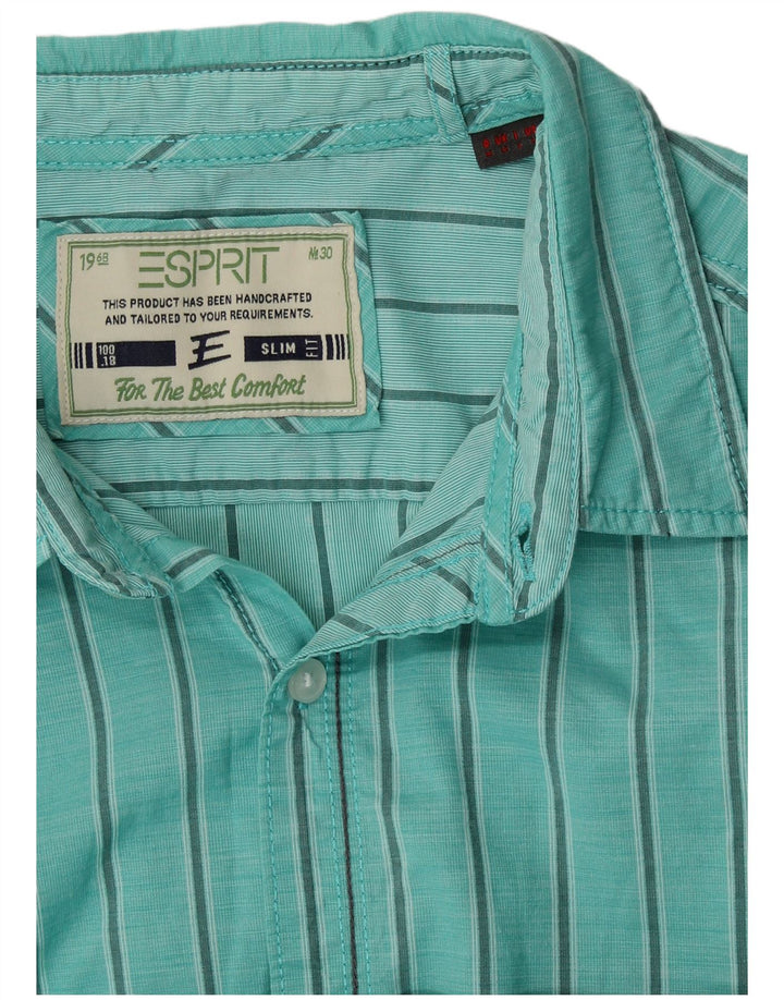 Cămașă pentru bărbați ESPRIT Slim Fit Turcoaz mediu cu dungi