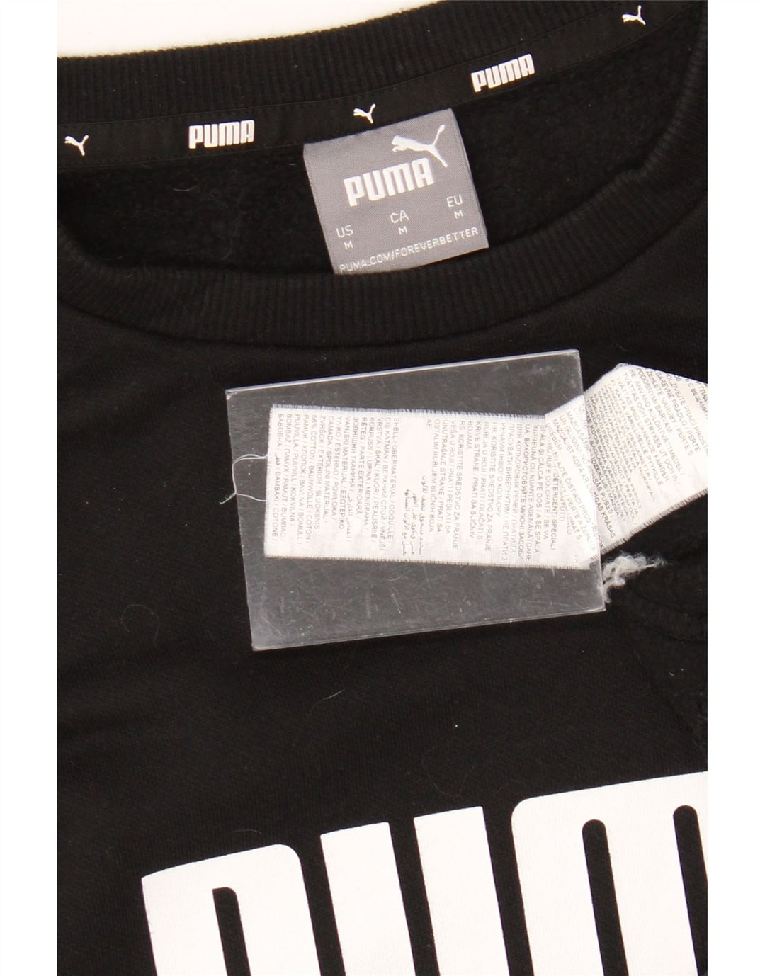 Pulover grafic PUMA pentru bărbați, bumbac mediu negru