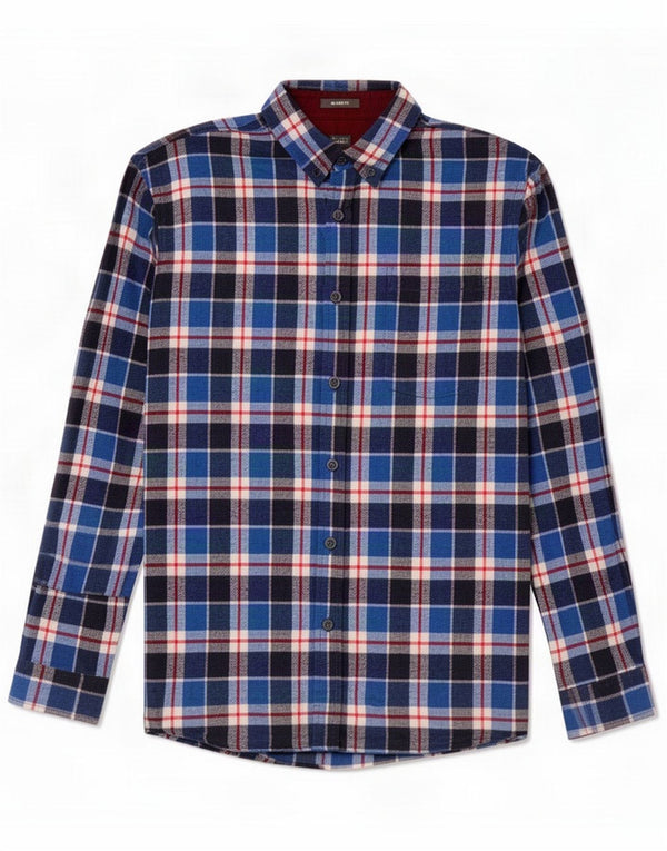 Eddie Bauer Cămașă de flanel pentru bărbați, cu ajustare relaxată, bumbac cu carouri albastru mediu