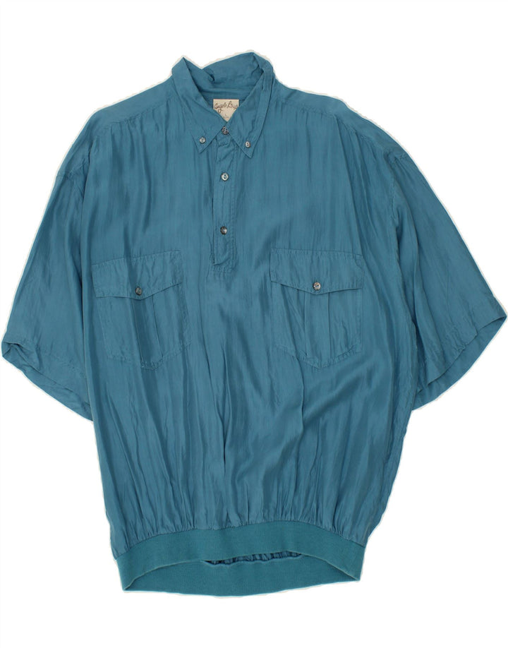 ANGELO LITRICO Mens Short Sleeve Pullover Shirt IT 52/54 Large Blue Vintage Angelo Litrico and Second-Hand Angelo Litrico from Messina Hembry 