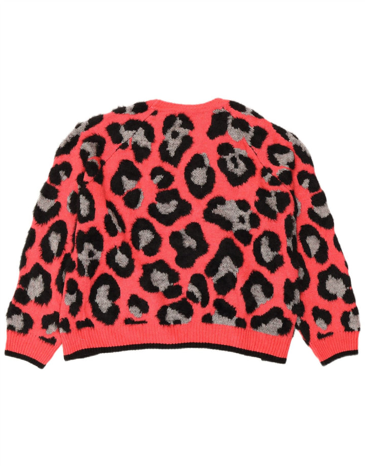 MARKS & SPENCER Pulover cu decolteu rotund pentru femei UK 18 XL roz animal print
