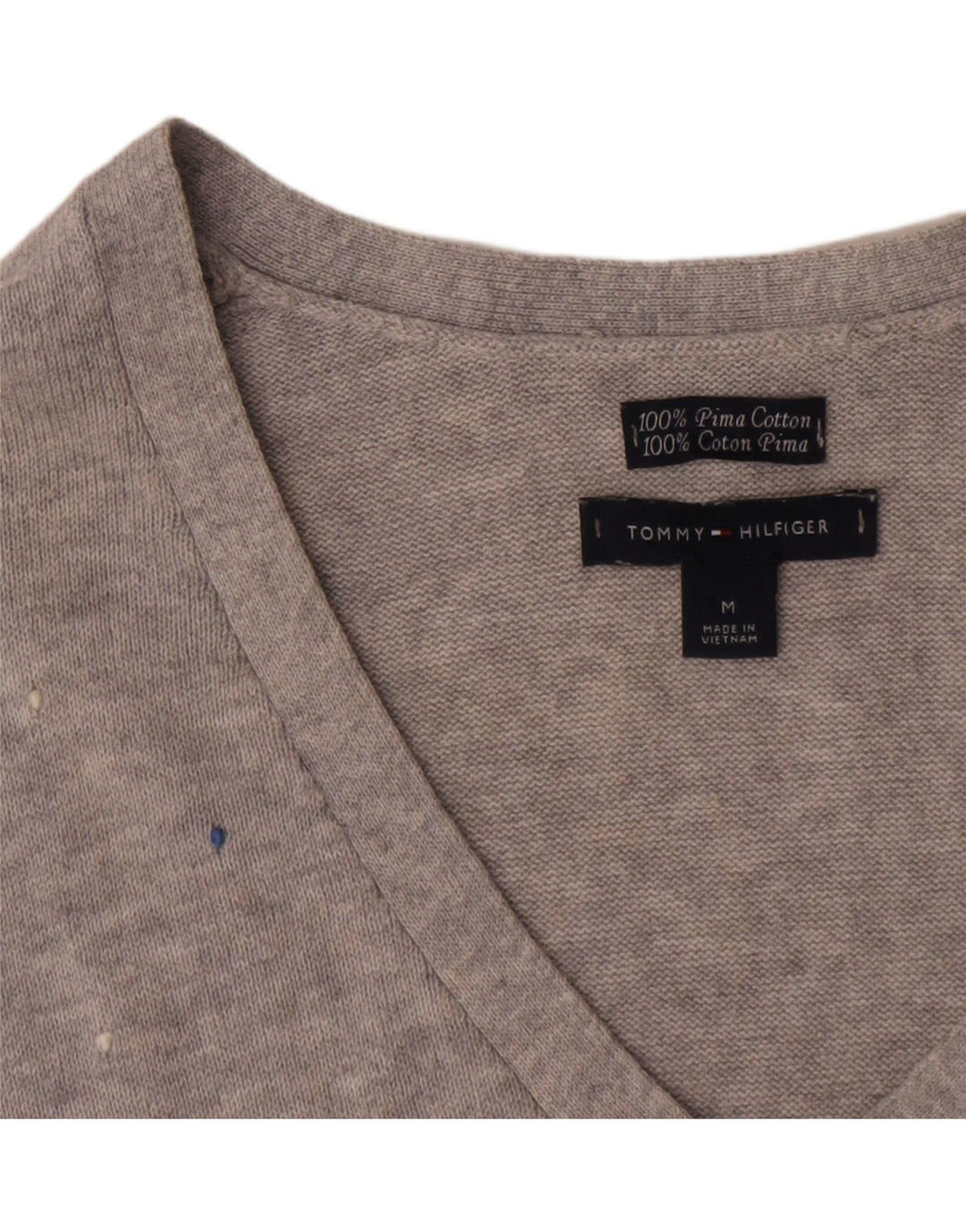 Top pentru femei Tommy Hilfiger cu mânecă lungă UK 12 Medium Grey Spot Bumbac